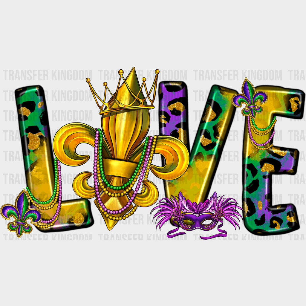 Love Mardi Gras Design- Dtf Heat Transfer