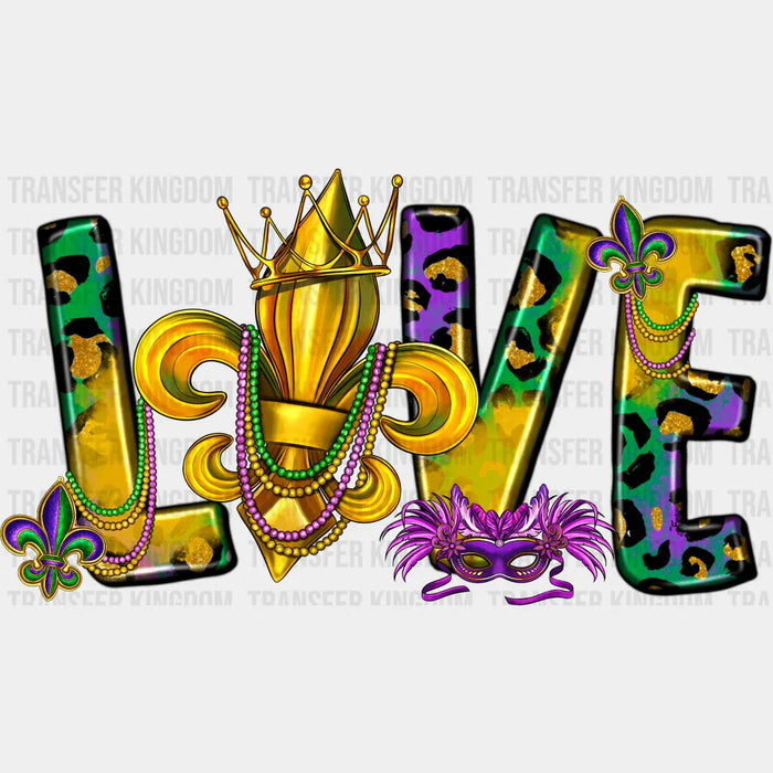 Fleur-de-lys Love Mardi Gras Design - Mardi Gras DTF heat transfer