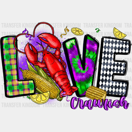 Love Crawfish Mardi Gras Design - Mardi Gras DTF heat transfer ...