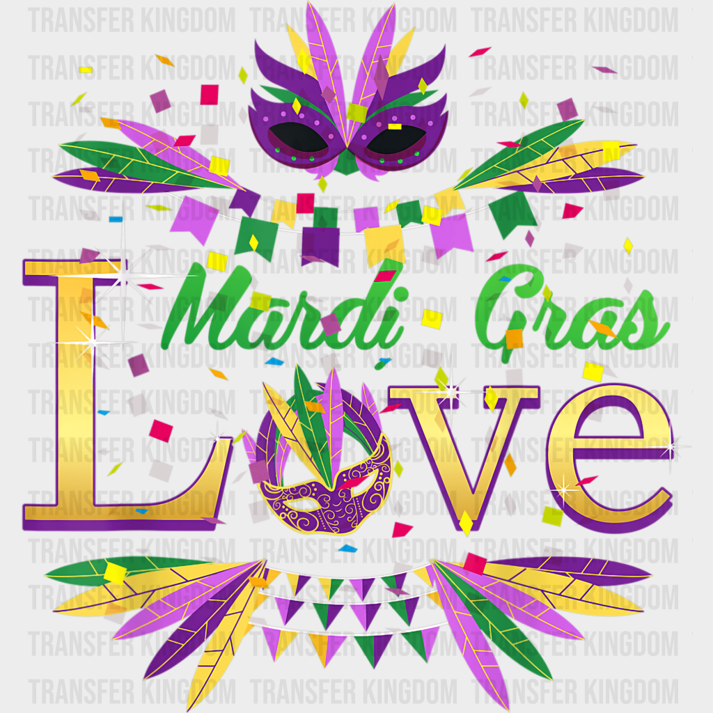 Love Mardi Gras Design- Dtf Heat Transfer