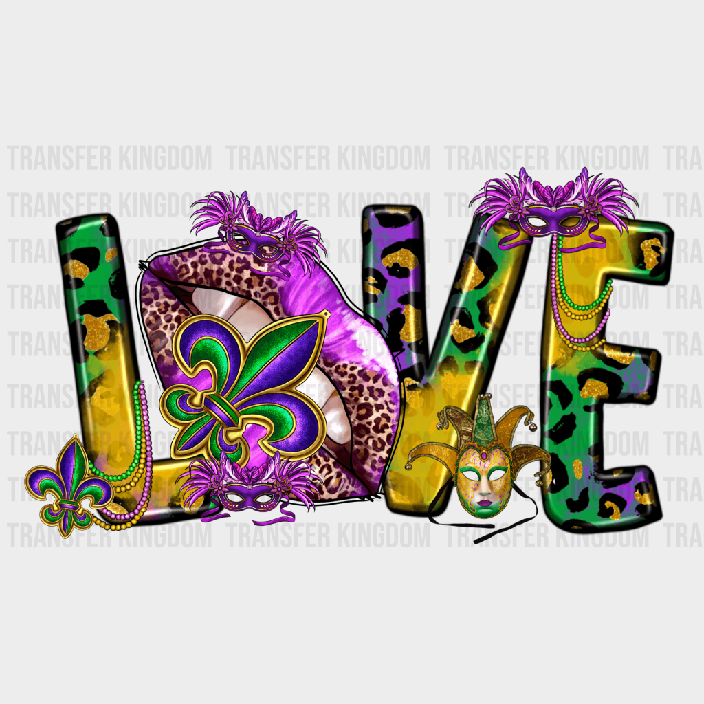 Love Mardi Gras Design- Dtf Heat Transfer