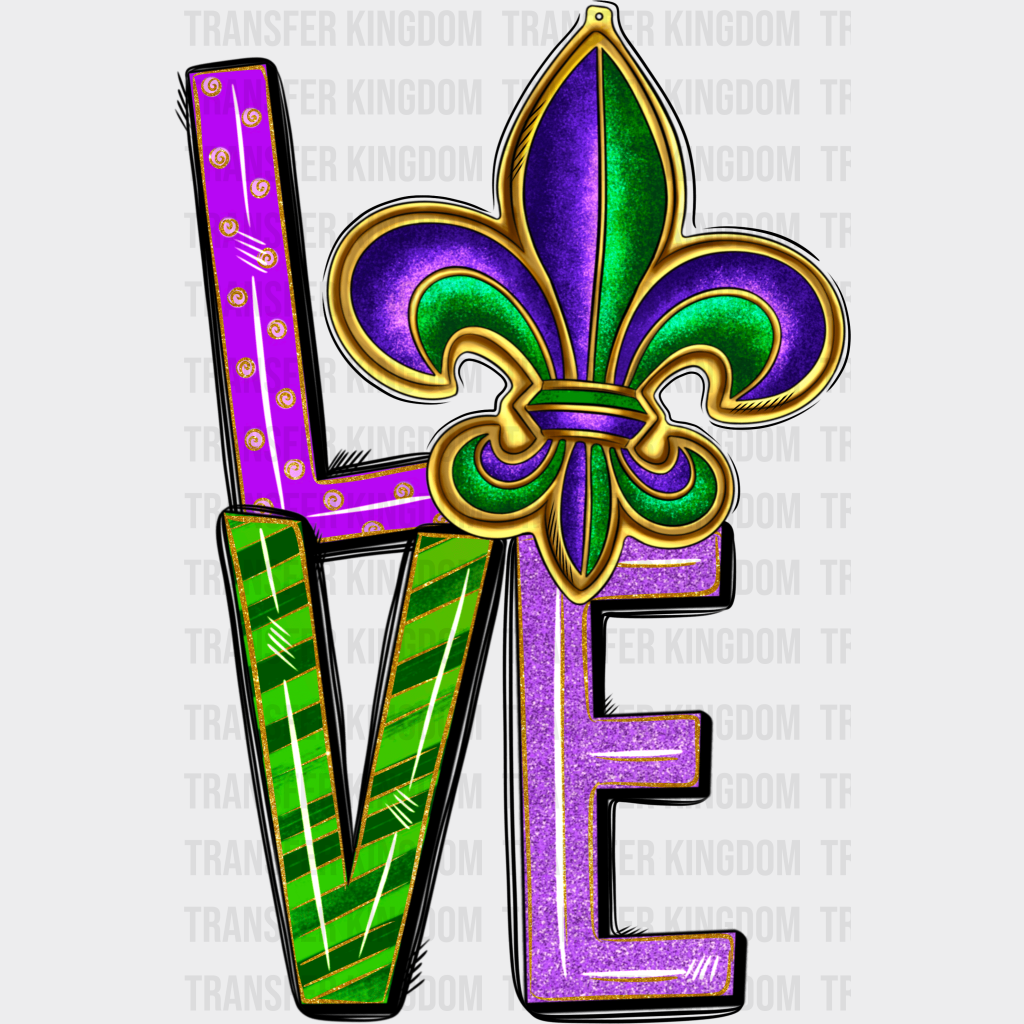 Love Mardi Gras Design- Dtf Heat Transfer