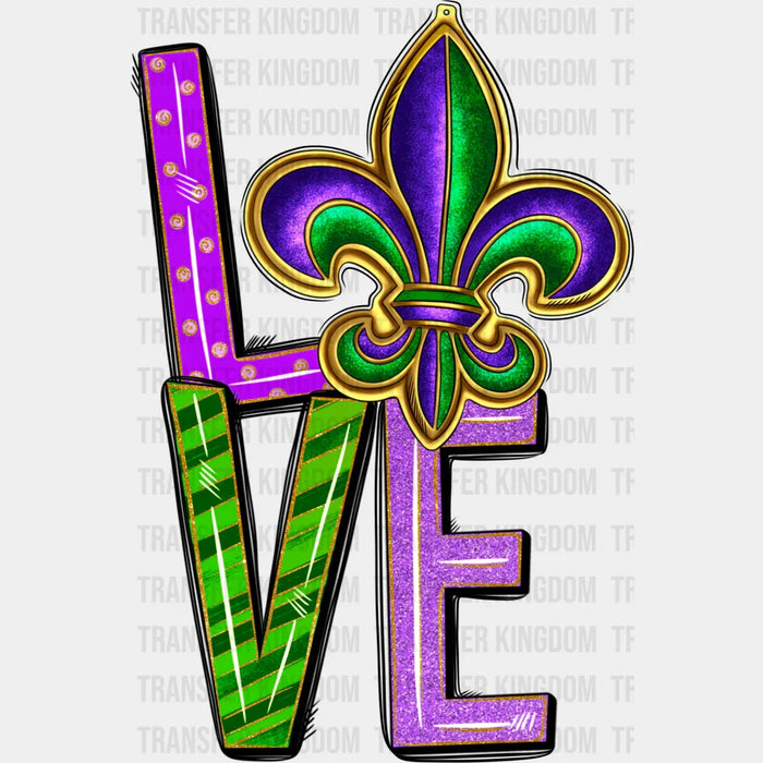 Love Mardi Gras Fleur-de-lys Design - Mardi Gras DTF heat transfer