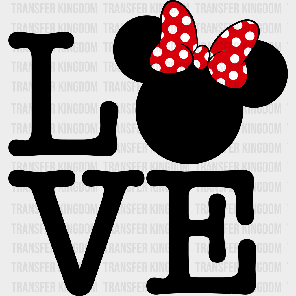 Love Minnie Head Disney Dtf Transfer Unisex - S & M (10’) / Dark Color Design See Imaging