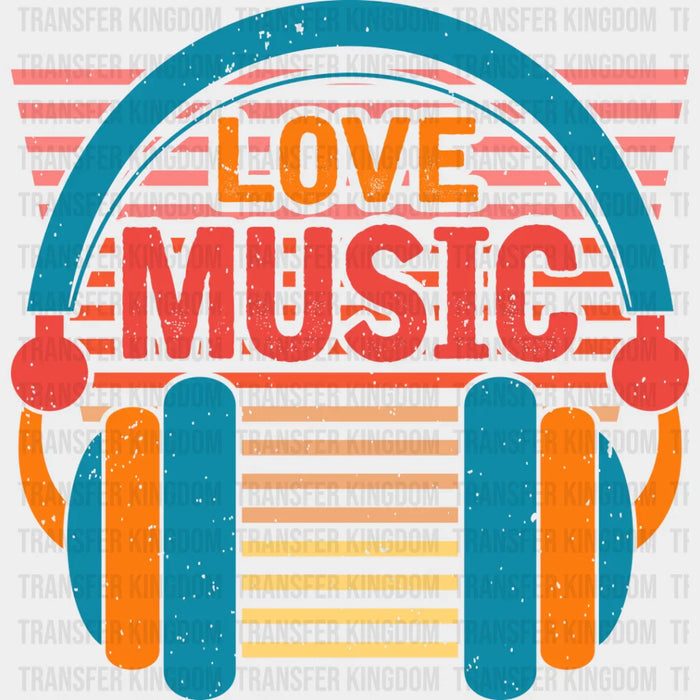 Love Music Headphones Design - Singing DTF Heat Transfer