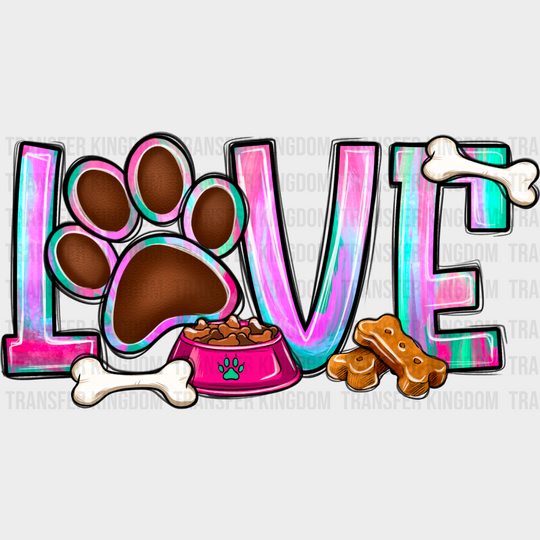 Love Paw Bones Design - Dogs DTF Transfer Adult Unisex - S & M (10’’) / Dark Color Design (See Imaging)