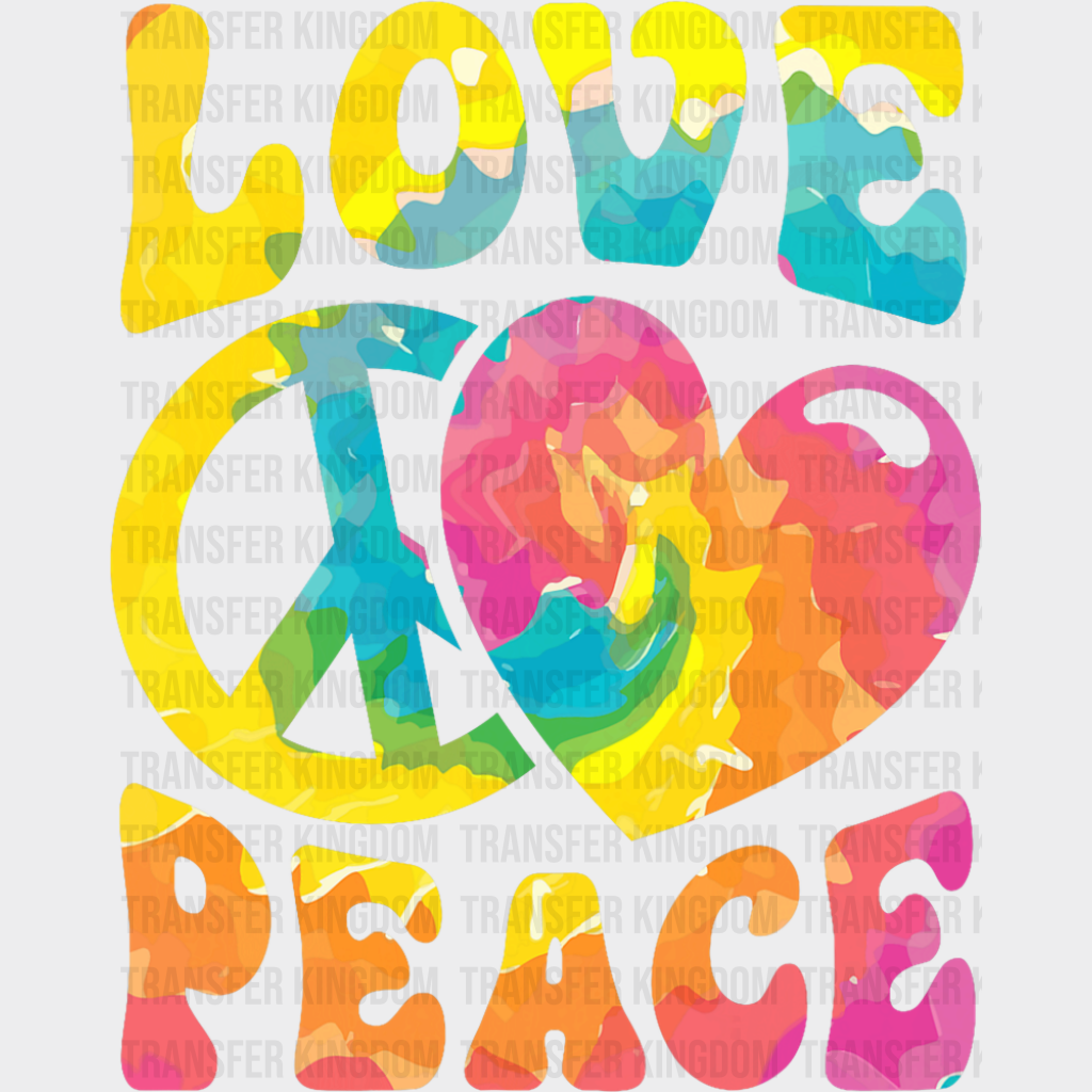 Love Peace Heart & Peace Sign - Good Vibes DTF Transfer