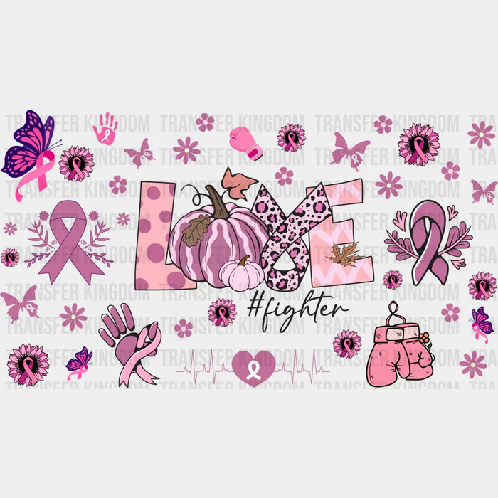 Love Pink Design - Awareness Cup Wrap UV Sticker Permanent UV DTF Decal