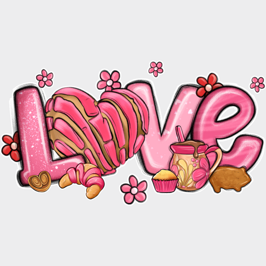 Love Pink Heart And Flowers - Valentine’s Day Dtf Transfer Unisex S & M (10’’) / Light Color