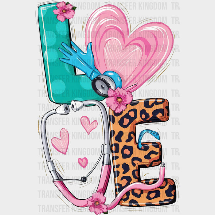 Love, Pink Heart - Nurse DTF Transfers