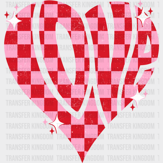 Love Red And Pink Checkered Heart - Valentine’s Day DTF Transfer