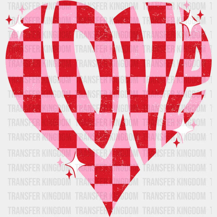 Love Red And Pink Checkered Heart - Valentine's Day DTF Transfer