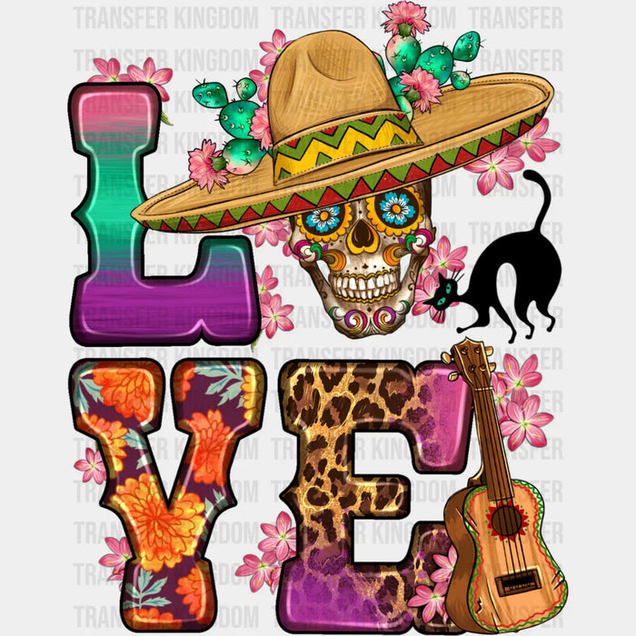 LOVE Skull Design - Day Of The Dead DTF heat transfer
