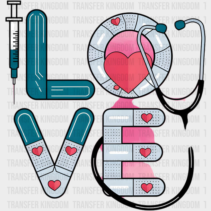 Love, Stethoscope - Nurse DTF Transfers