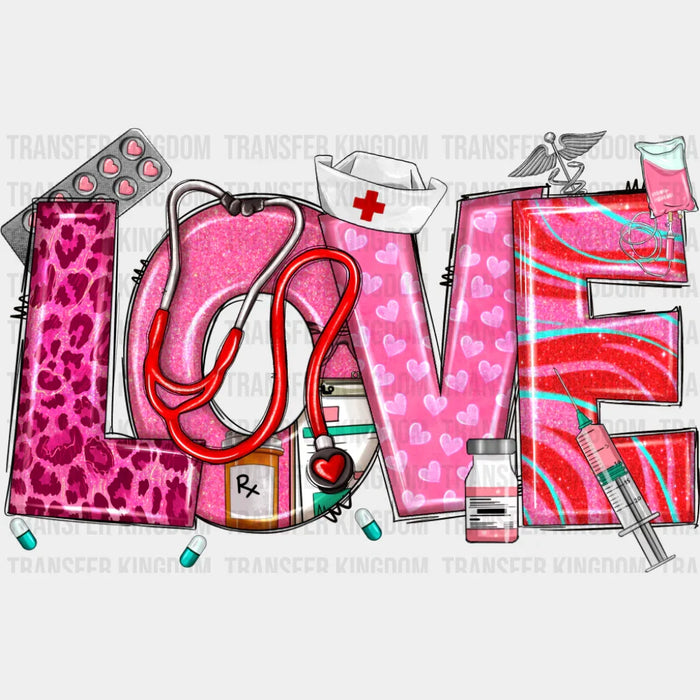 Love Syringe Stethoscope Pink Design - Valentine's Day DTF Transfer