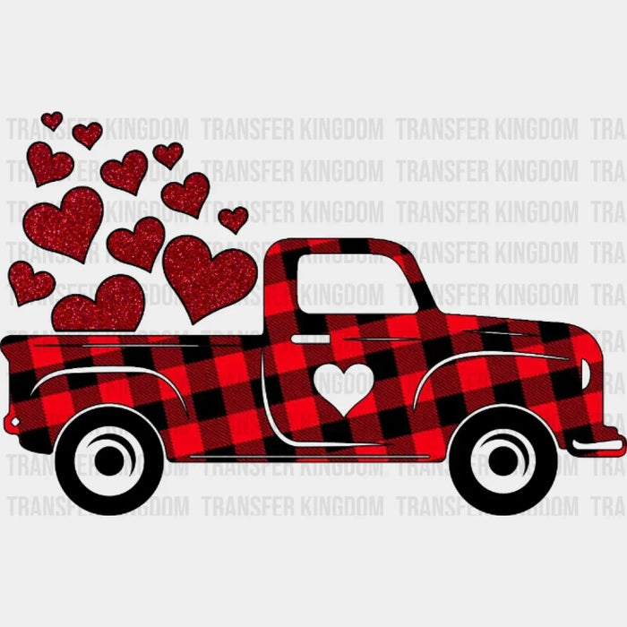 Love Truck Buffaloplaid Valentines Day Truck Design - DTF heat transfer
