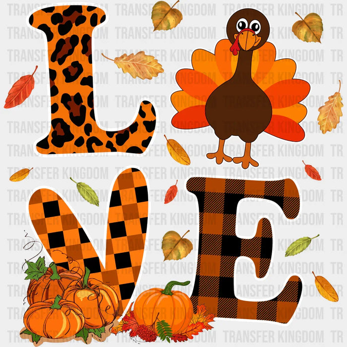 Love Turkey Orange Design - Thanksgiving DTF Transfer