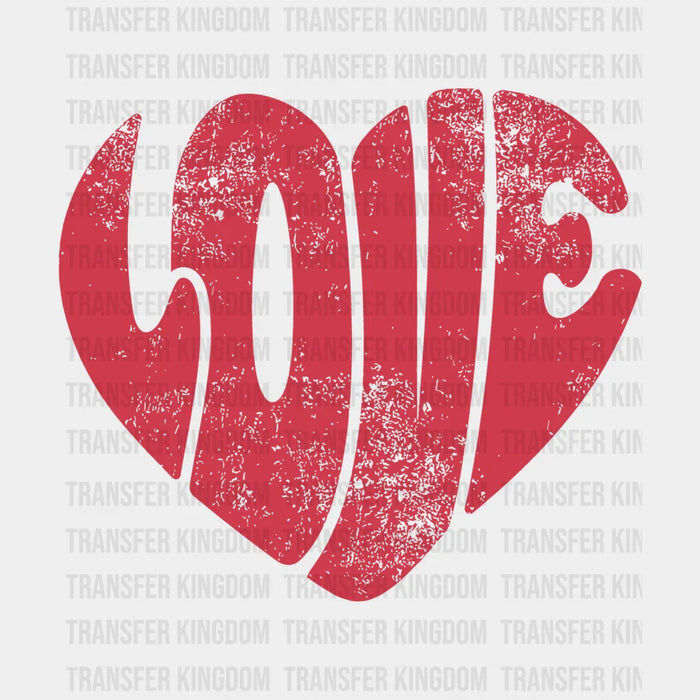 Love Valentine's Day Pink Heart Design - Valentine's Day DTF heat transfer