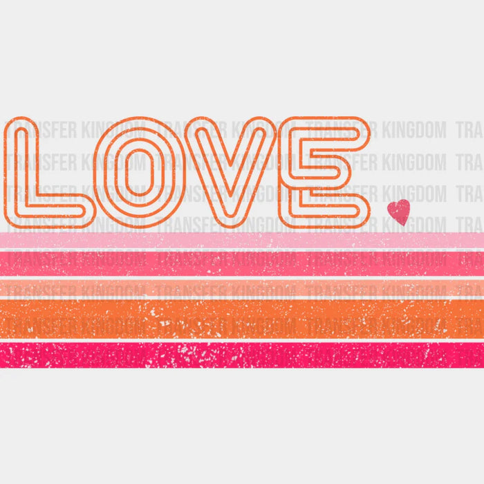 Love Vintage Orange & Pink Design - Valentine's Day DTF Transfer