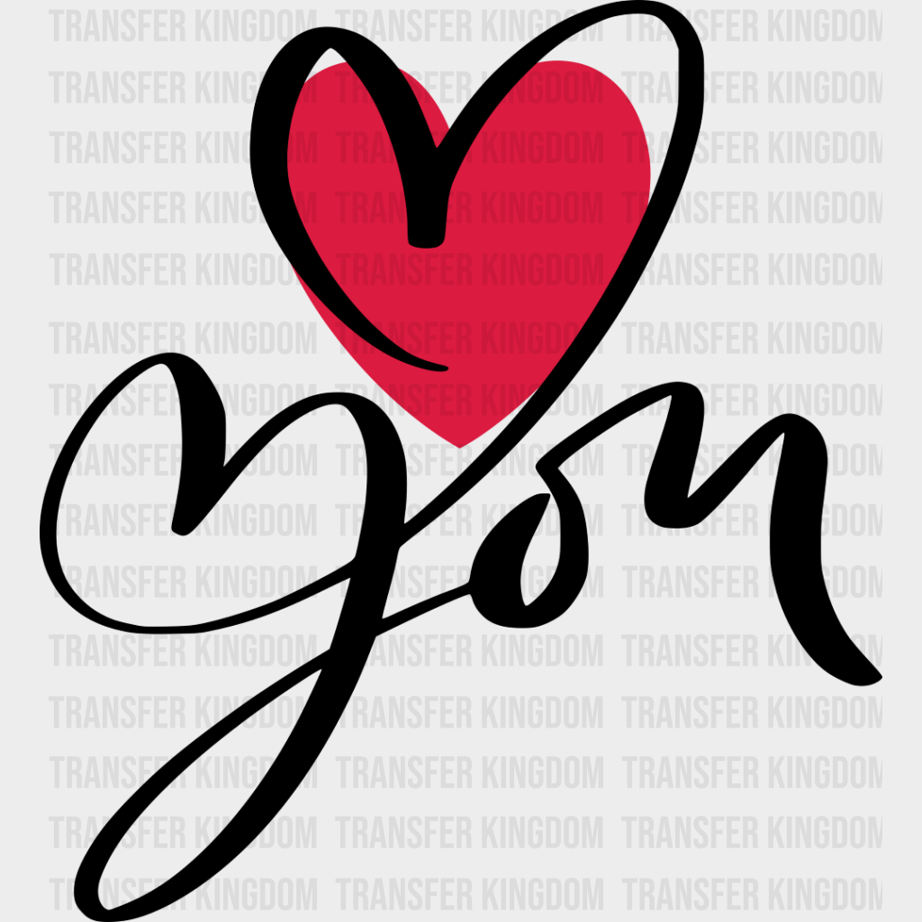 Love You Cursive Design - Valentine’s Day Dtf Transfer Unisex S & M (10’’) / Dark Color See Imaging