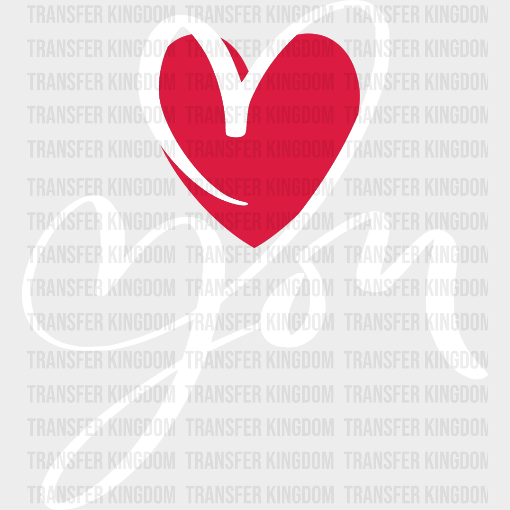 Love You Cursive Design - Valentine’s Day Dtf Transfer Unisex S & M (10’’) / Light Color See Imaging