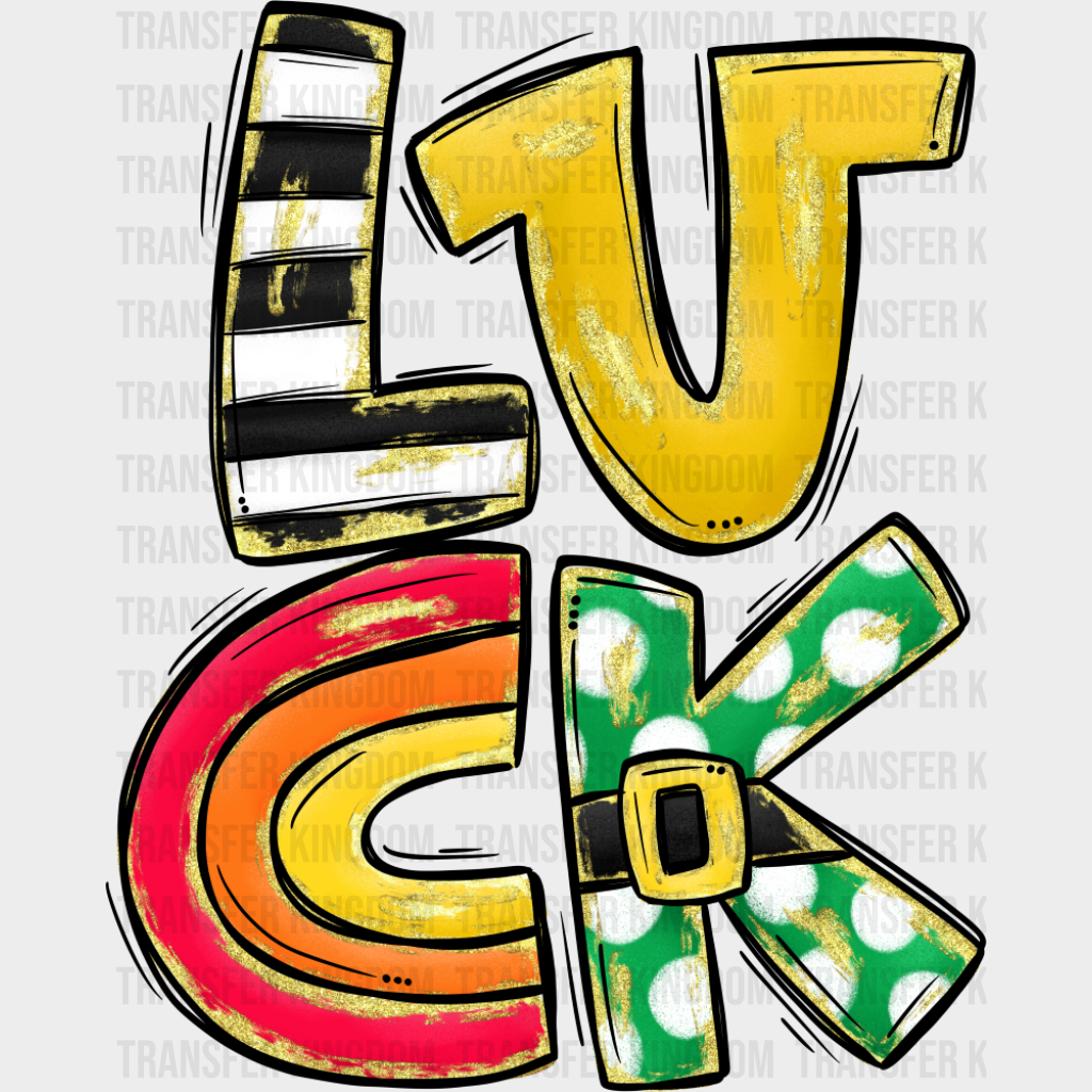 Luck Horseshoe Design - St. Patrick’s Day DTF Transfer Adult Unisex - S & M (10’’) / Dark Color Design (See Imaging)