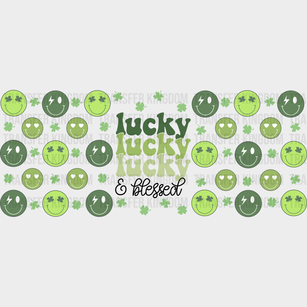 Lucky And Blessed - St Patrick Cup Wrap Uv Sticker Permanent Dtf Decal