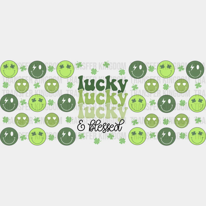 Lucky And Blessed - St Patrick Cup Wrap UV Sticker Permanent UV DTF Decal