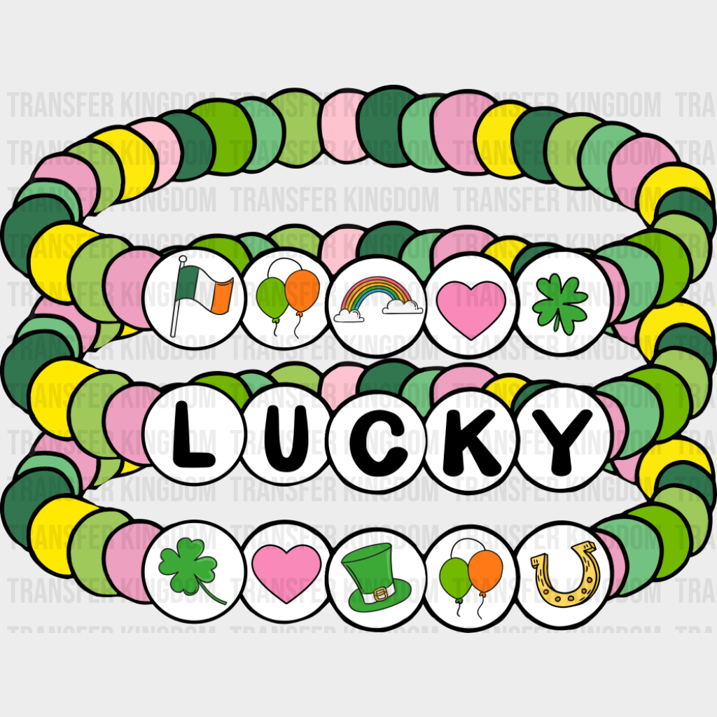 Lucky Bracelets - St. Patrick’s Day DTF Transfer Adult Unisex - S & M (10’’) / Dark Color Design (See Imaging)