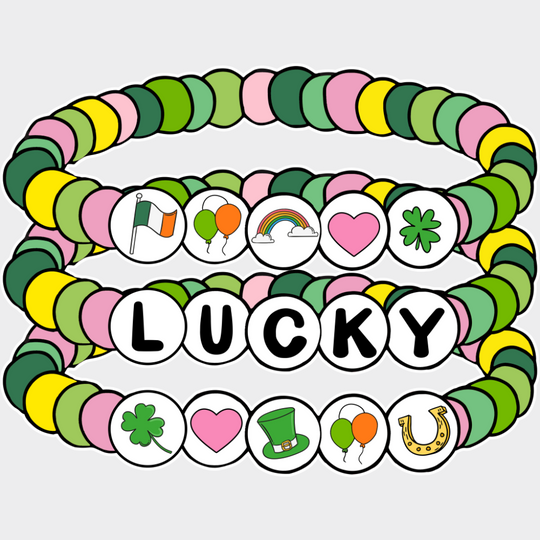 Lucky Bracelets - St. Patrick’s Day DTF Transfer Adult Unisex - S & M (10’’) / Light Color Design (See Imaging)