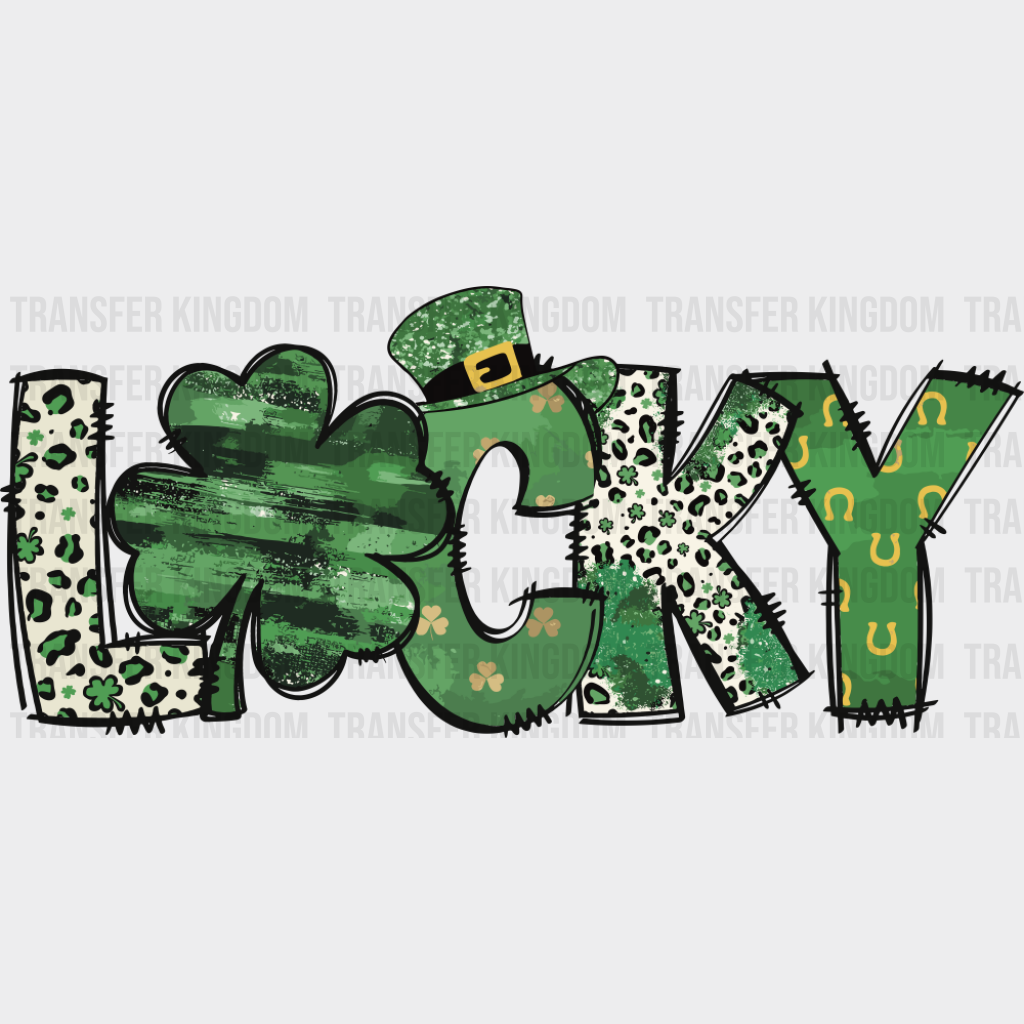 Lucky Clover Green And White Cheetah Print Design - St. Patrick’s Day DTF Transfer