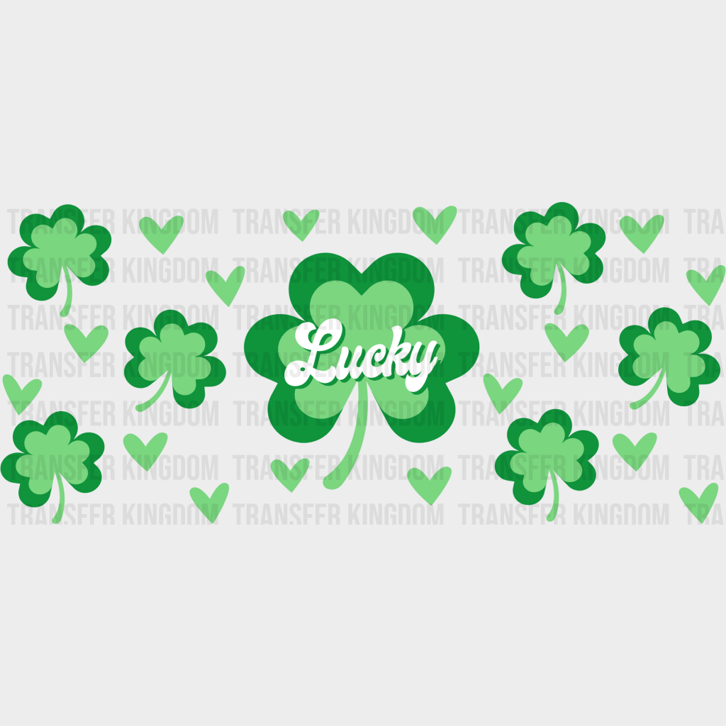 Lucky Clover Heart Design - St Patrick Cup Wrap Uv Sticker Permanent Dtf Decal