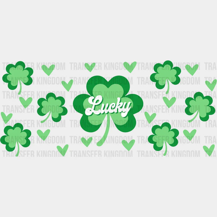 Lucky Clover Heart Design - St Patrick Cup Wrap UV Sticker Permanent UV DTF Decal