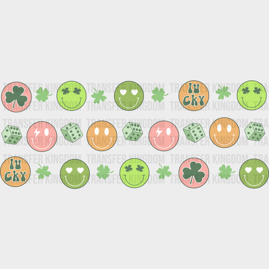 Lucky Dice Smileys - St Patrick Cup Wrap Uv Sticker Permanent Dtf Decal