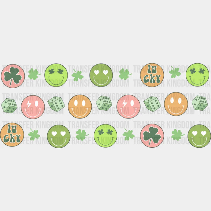Lucky Dice Smileys - St Patrick Cup Wrap UV Sticker Permanent UV DTF Decal