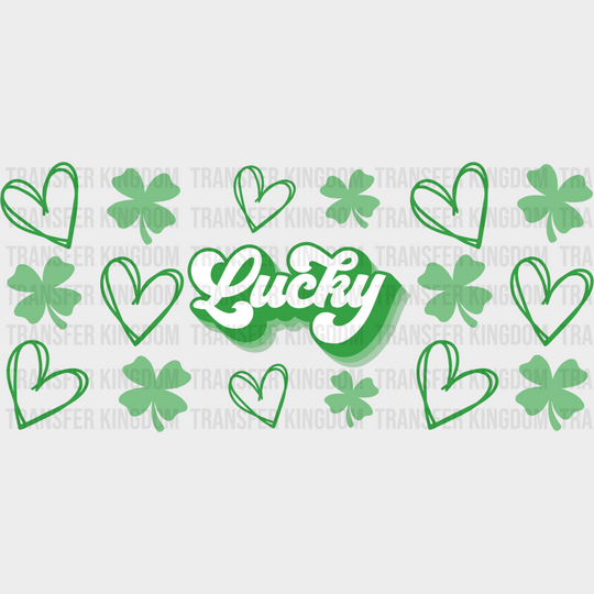 Lucky Green Hearts - St Patrick Cup Wrap Uv Sticker Permanent Dtf Decal