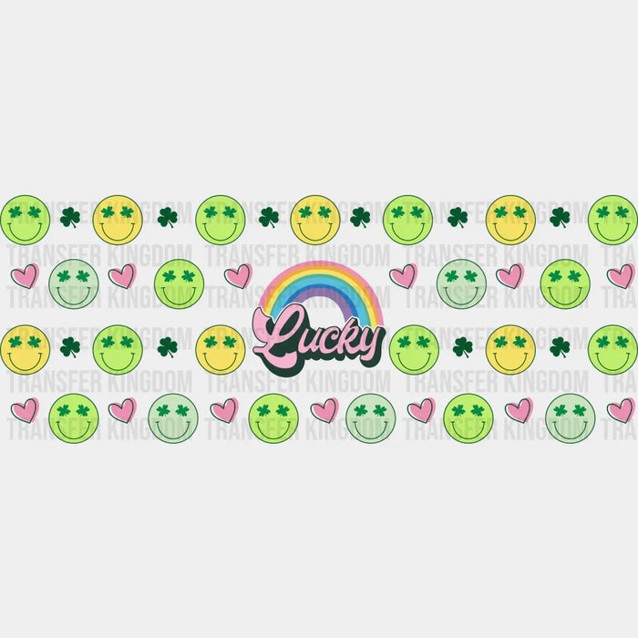 Lucky Rainbow And Smileys - St Patrick Cup Wrap UV Sticker Permanent UV DTF Decal