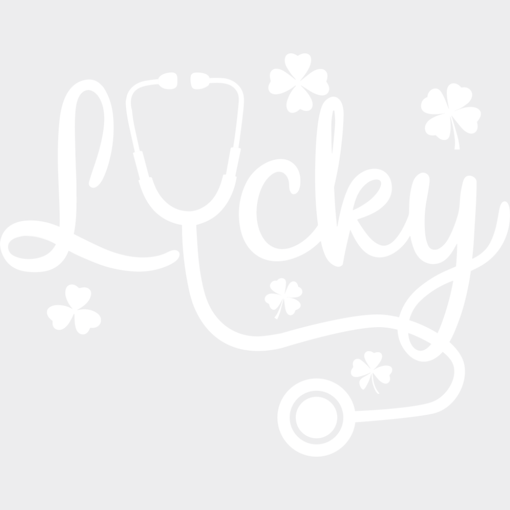 Lucky Stethoscope And Clovers - St. Patrick’s Day DTF Transfer Adult Unisex - S & M (10’’) / Light Color Design (See