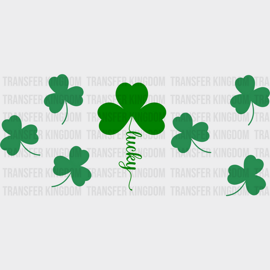 Lucky Three Leaf Clover Design - St Patrick Cup Wrap Uv Sticker Permanent Dtf Decal