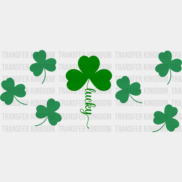 Lucky Three Leaf Clover Design - St Patrick Cup Wrap UV Sticker Permanent UV DTF Decal