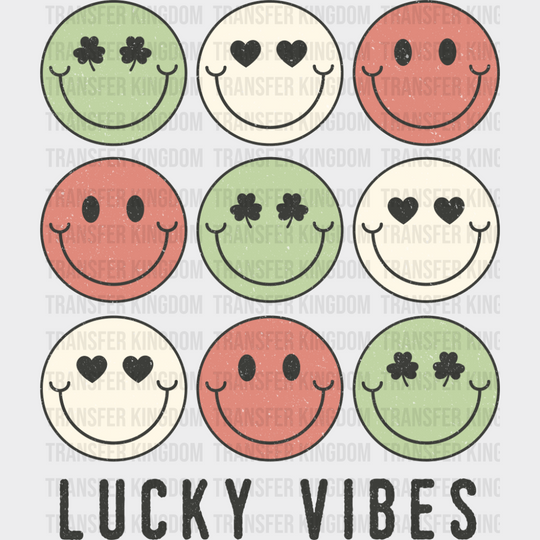 Lucky Vibes Smileys - St. Patrick’s Day DTF Transfer Adult Unisex - S & M (10’’) / Dark Color Design (See Imaging)