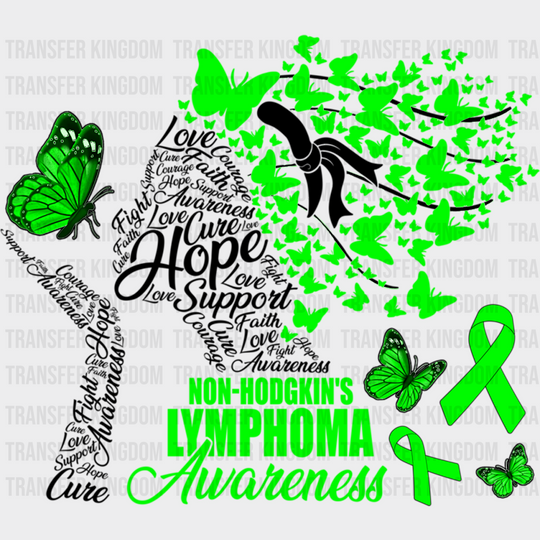 Lymphoma Awareness Butterfly Design - Dtf Heat Transfer Unisex S & M (10’’) / Dark Color See Imaging