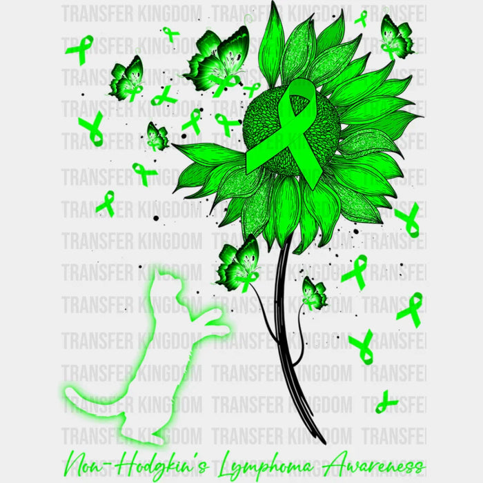 Lymphoma Awareness Cat Flower Design - Lymphoma DTF heat transfer
