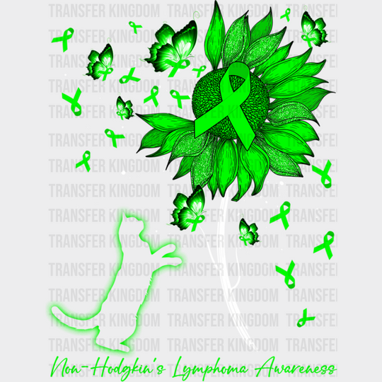 Lymphoma Awareness Cat Flower Design - Dtf Heat Transfer Unisex S & M (10’’) / Light Color See