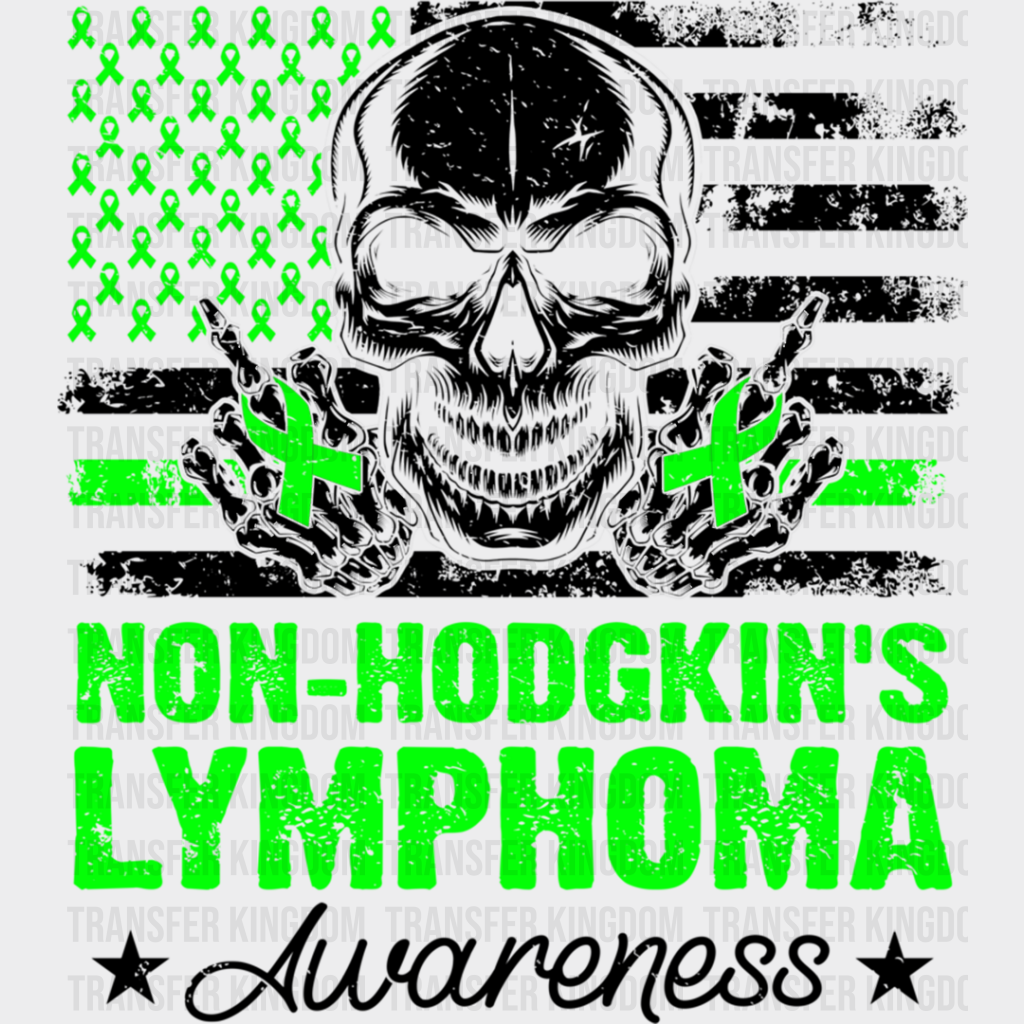 Lymphoma Awareness Skull Design - Dtf Heat Transfer Unisex S & M (10’’) / Dark Color See Imaging