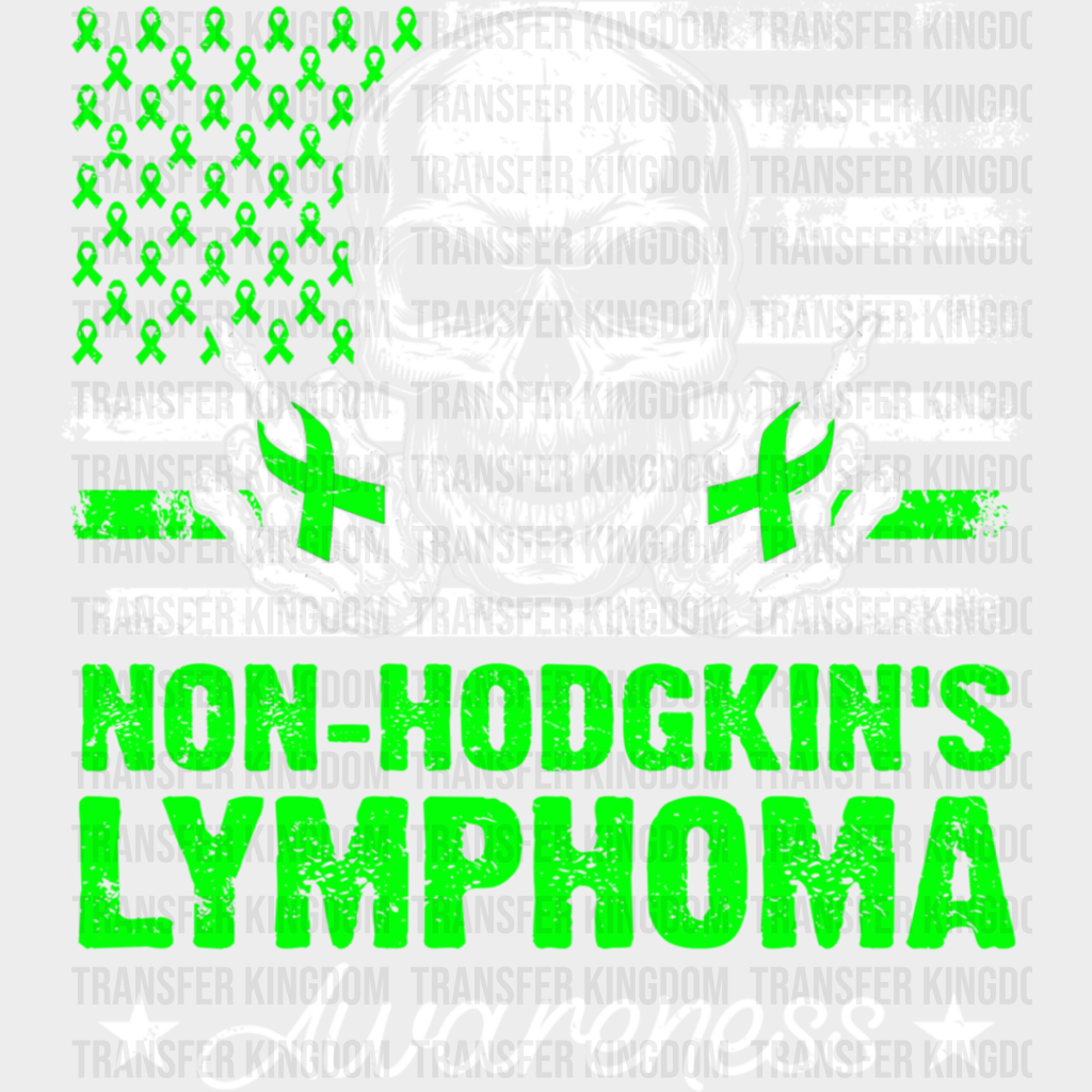 Lymphoma Awareness Skull Design - Dtf Heat Transfer Unisex S & M (10’’) / Light Color See Imaging