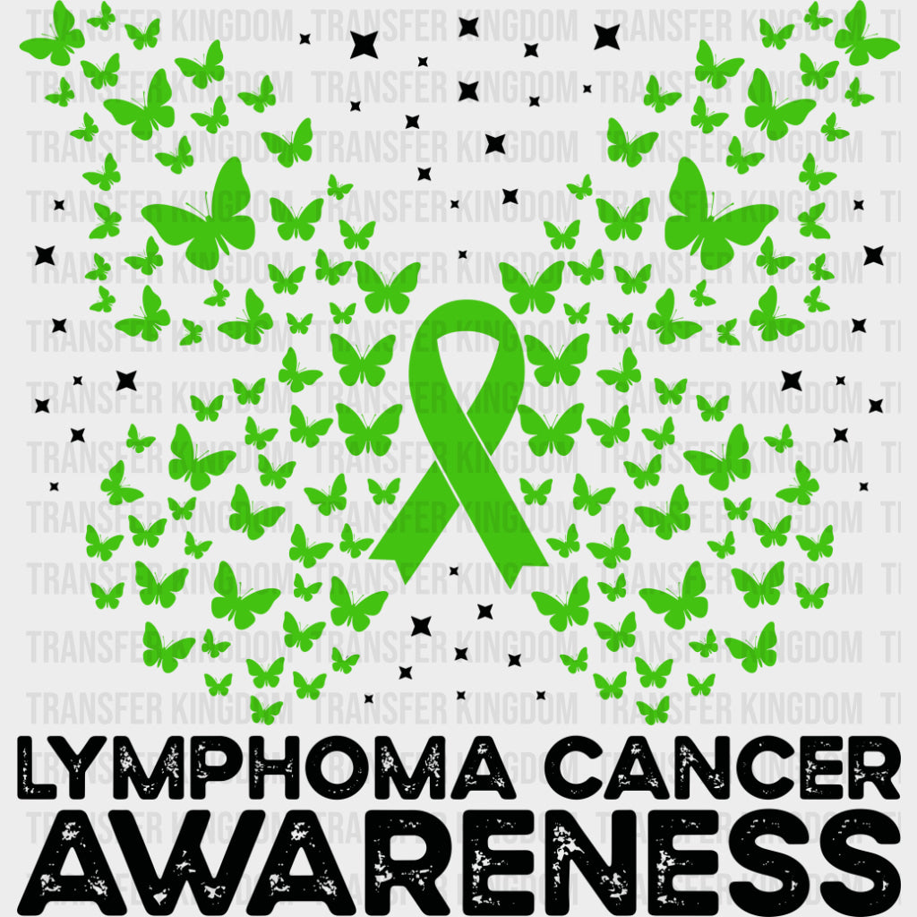 Lymphoma Cancer Awareness Butterfly - Lymphoma DTF Transfers - Adult Unisex - S & M (10’’) / Dark Color Design (See