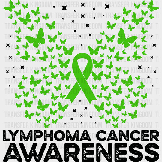 Lymphoma Cancer Awareness Butterfly - Lymphoma DTF Transfers - Adult Unisex - S & M (10’’) / Dark Color Design (See