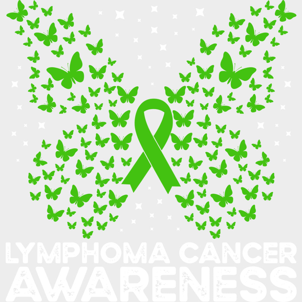 Lymphoma Cancer Awareness Butterfly - Lymphoma DTF Transfers - Adult Unisex - S & M (10’’) / Light Color Design (See