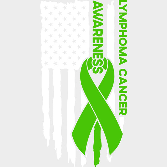 Lymphoma Cancer Awareness US Flag - Lymphoma DTF Transfers - Adult Unisex - S & M (10’’) / Light Color Design (See